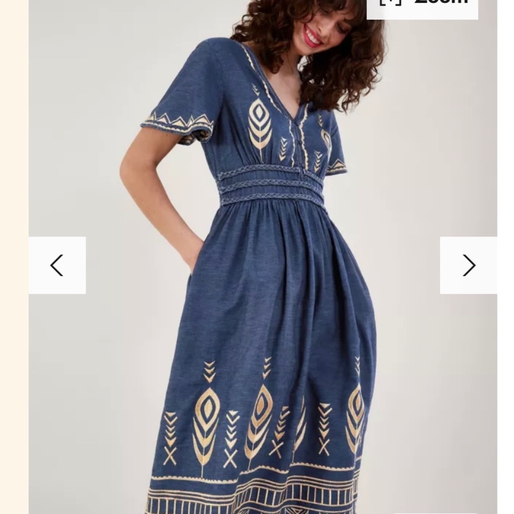 XXL Monsoon London Peacock feather dress blue NWT